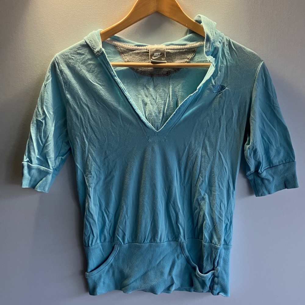 Nike Sky Blue V-Neck Hoodie